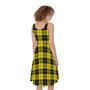 Yellow Black And Blue Tartan Print Sleeveless Knee Length Dress