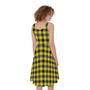 Yellow Black And Navy Plaid Print Sleeveless Knee Length Dress