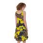 Yellow Brown And Black Camouflage Print Sleeveless Knee Length Dress