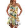 Yellow Cat Kitty Lover Art - V-Neck Sleeveless Cami Dress