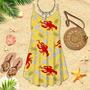 Yellow Crawfish Lemon Spaghetti Strap Summer Dress