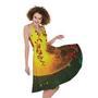 Yellow Full Moon Print Sleeveless Knee Length Dress