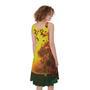 Yellow Full Moon Print Sleeveless Knee Length Dress