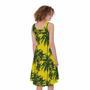 Yellow Palm Tree Pattern Print Sleeveless Knee Length Dress