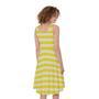 Yellow Striped Pattern Print Sleeveless Knee Length Dress