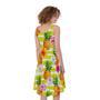 Yellow Striped Pineapple Pattern Print Sleeveless Knee Length Dress