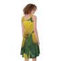 Yellow Tulip Print Sleeveless Knee Length Dress