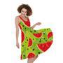 Yummy Watermelon Pieces Pattern Print Sleeveless Knee Length Dress