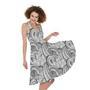 Zentangle Flower Pattern Print Sleeveless Knee Length Dress