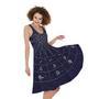 Zodiac Symbols Circle Print Sleeveless Knee Length Dress