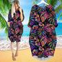 Awesome Multicolor Tropical Seamless Long Sleeve Midi Dress