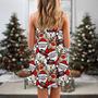 Christmas Cutie Santa And Reindeer Funny Style - V-Neck Sleeveless Cami Dress