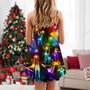 Christmas Family Happy Love Tree Neon Light Style - V-Neck Sleeveless Cami Dress