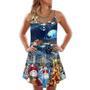 Christmas Family Snowman Santa Claus In Love Light Art Style - V-Neck Sleeveless Cami Dress