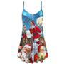 Christmas Funny Santa Claus Elf Xmas Is Coming Blue Sky Art Style - V-Neck Sleeveless Cami Dress