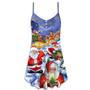 Christmas Funny Santa Claus Happy Xmas Is Coming Art Style Class - V-Neck Sleeveless Cami Dress