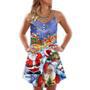 Christmas Funny Santa Claus Happy Xmas Is Coming Art Style Class - V-Neck Sleeveless Cami Dress