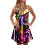 Christmas Guitar Tree Happy Glow Light Style - V-Neck Sleeveless Cami Dress