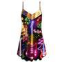 Christmas Guitar Tree Happy Glow Light Style - V-Neck Sleeveless Cami Dress