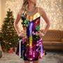 Christmas Guitar Tree Happy Glow Light Style - V-Neck Sleeveless Cami Dress