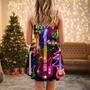 Christmas Guitar Tree Happy Glow Light Style - V-Neck Sleeveless Cami Dress