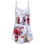 Christmas Santa Claus Chilling With Animal Snowman Happy Xmas Art Style - V-Neck Sleeveless Cami Dress