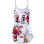 Christmas Santa Claus Chilling With Animal Snowman Happy Xmas Art Style - V-Neck Sleeveless Cami Dress