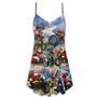 Christmas Santa Claus Driving Motorcycle Bike Gift Light Art Style - V-Neck Sleeveless Cami Dress