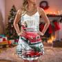 Christmas Santa Claus Red Truck Xmas Is Coming Art Style - V-Neck Sleeveless Cami Dress