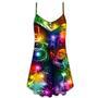 Christmas Santa Claus Tree Snowman Neon Light Style - V-Neck Sleeveless Cami Dress