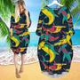 Colorful Hammerhead Shark Long Sleeve Midi Dress