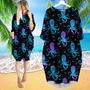 Colorful Octopus Undersea Long Sleeve Midi Dress