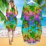 Colorful Palm Trees Tropical Long Sleeve Midi Dress