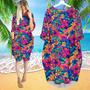 Colorful Parrot Tropical Long Sleeve Midi Dress