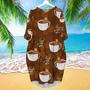 Cute Sloths Bear Relaxing In Coffee Cup On Dark Chocolate Long Sleeve Midi Dress