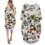 Dachshund Dog Tropical Pet Lover Long Sleeve Midi Dress