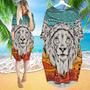 Ethnic Head Of Lion On African Long Sleeve Midi Dress