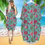 Flamingo And Watermelon Long Sleeve Midi Dress