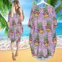 Funny Pineapple Tropical Long Sleeve Midi Dress