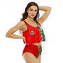 Half Side Coors Light Watermelon Ruffled Vest Swimsuit