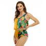 Half Side High Noon Watermelon Ruffled Vest Swimsuit