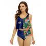 Half Side Labatt Blue Watermelon Ruffled Vest Swimsuit