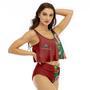 Half Side Lagunitas Watermelon Ruffled Vest Swimsuit