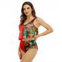 Half Side Tecate Watermelon Ruffled Vest Swimsuit