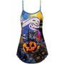 Halloween Black Cat Starry Night Funny Cat Painting Art Style - V-Neck Sleeveless Cami Dress