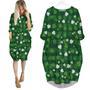 Happy St Patricks Day Shamrock Tartan Aloha Long Sleeve Midi Dress