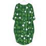 Happy St Patricks Day Shamrock Tartan Aloha Long Sleeve Midi Dress