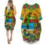 It's 5 O'clock Somewhere Parrot Drink Cocktail Tropical Long Sleeve Midi Dress