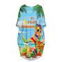 It's 5 O'Clock Somewhere Parrot On The Beach Blue Long Sleeve Midi Dress