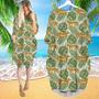 Jaguar And Tropical Leaves Seamless Pattern Long Sleeve Midi Dress